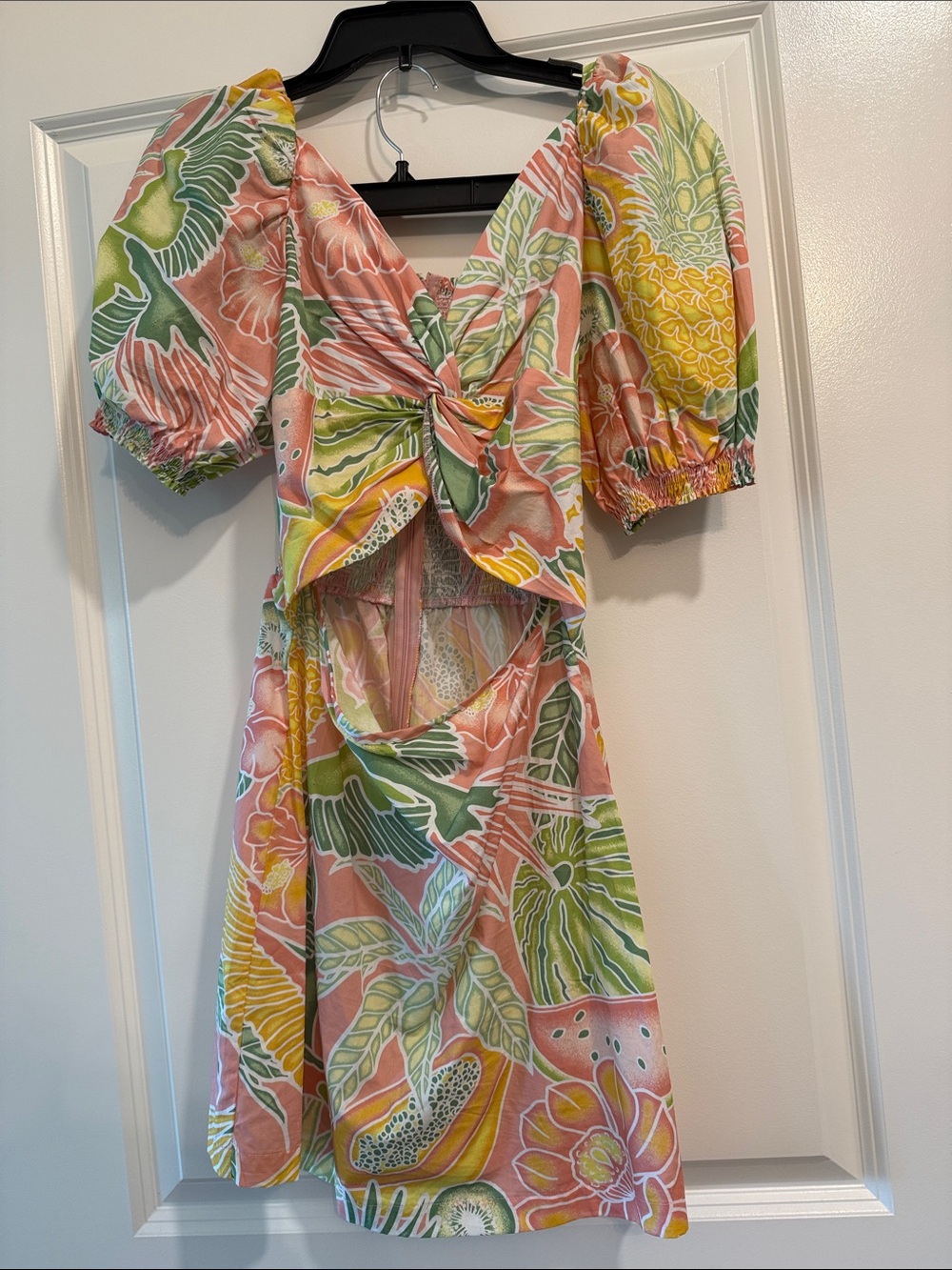 Kenny Flowers Pink Green Yellow Tropical Mini Dress